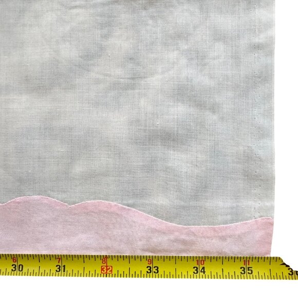 Vintage Embroidered Baby Crib Flat Sheet  Jump Rope Skiing Baseball White Pink - Picture 4 of 9